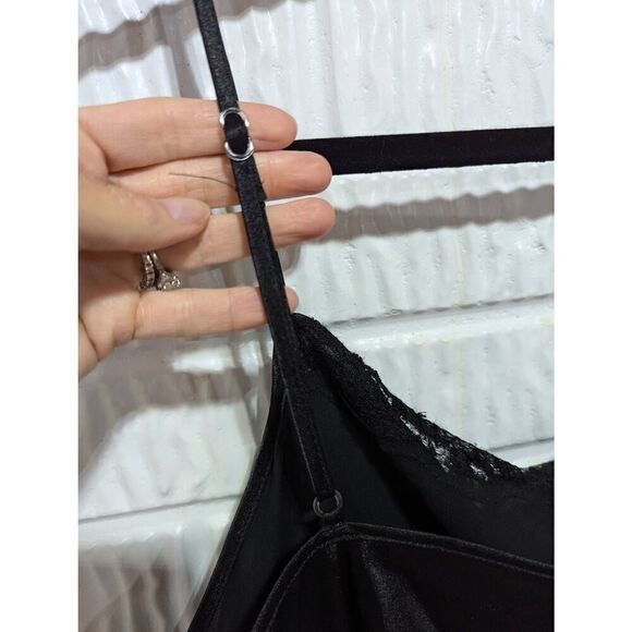 Delicates Women's Black Adjustable Strap Solid Draped Nightgown Nightie Large - Picture 5 of 7